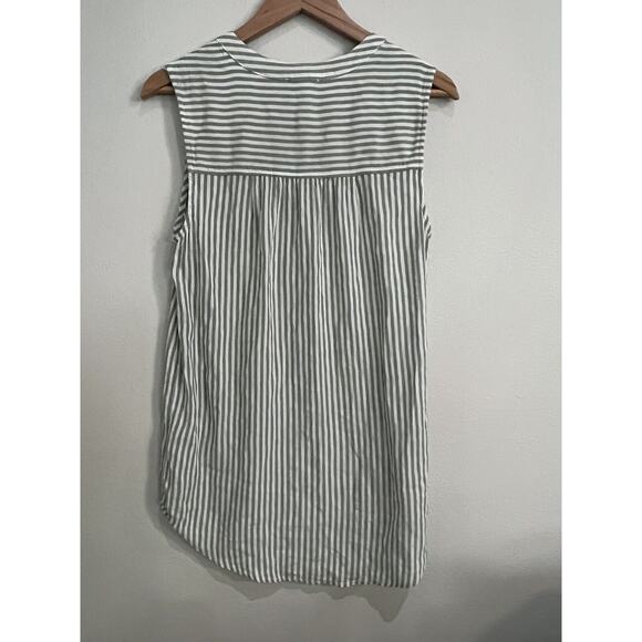 Beach Lunch Lounge Sleeveless Button Up Shirt Women's Blue Stripe Tunic Medium - Picture 2 of 7